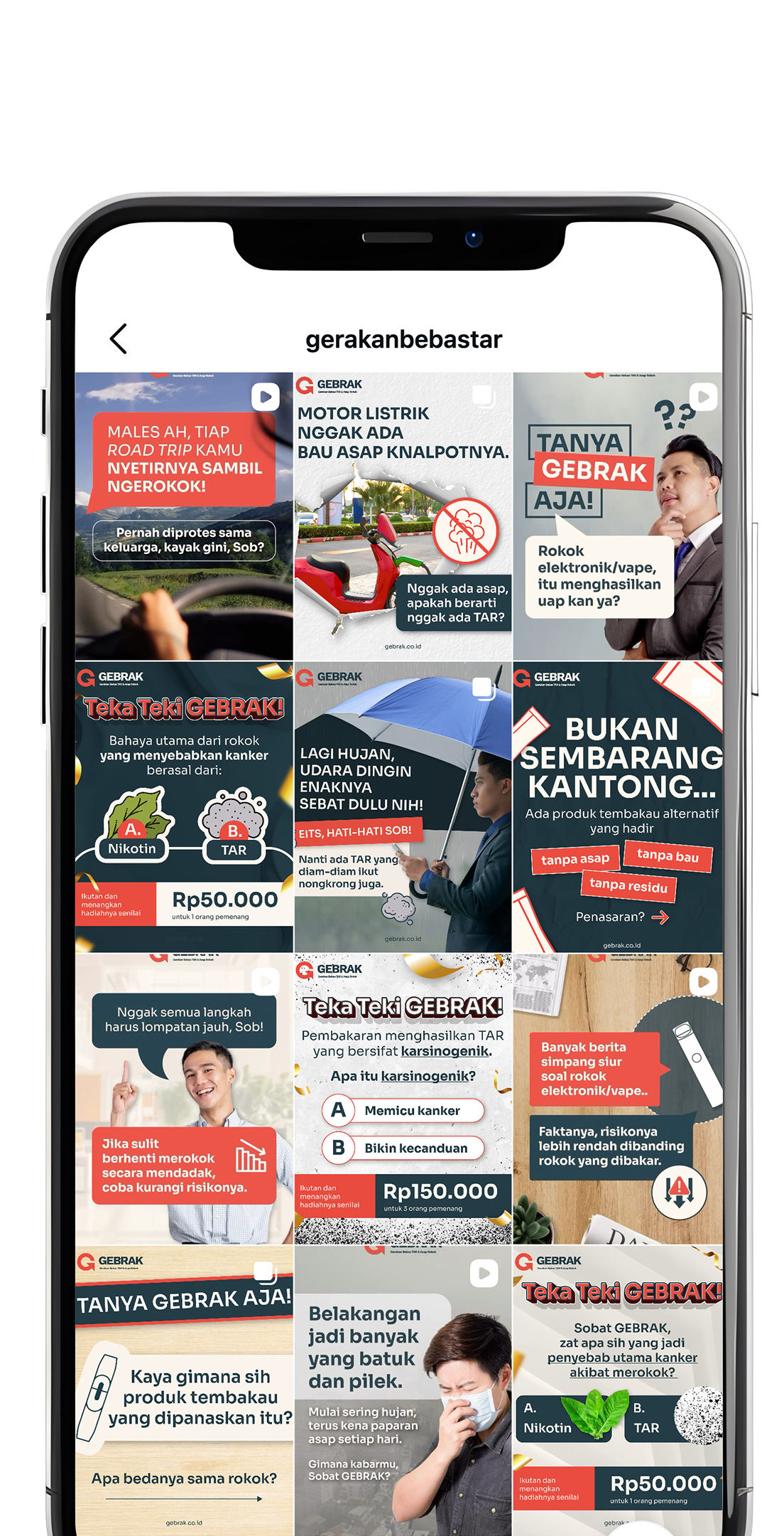 @gerakanbebastar Instagram feed mockup